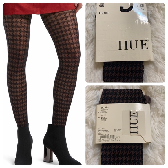 Hue Houndstooth Tights Black Brown 